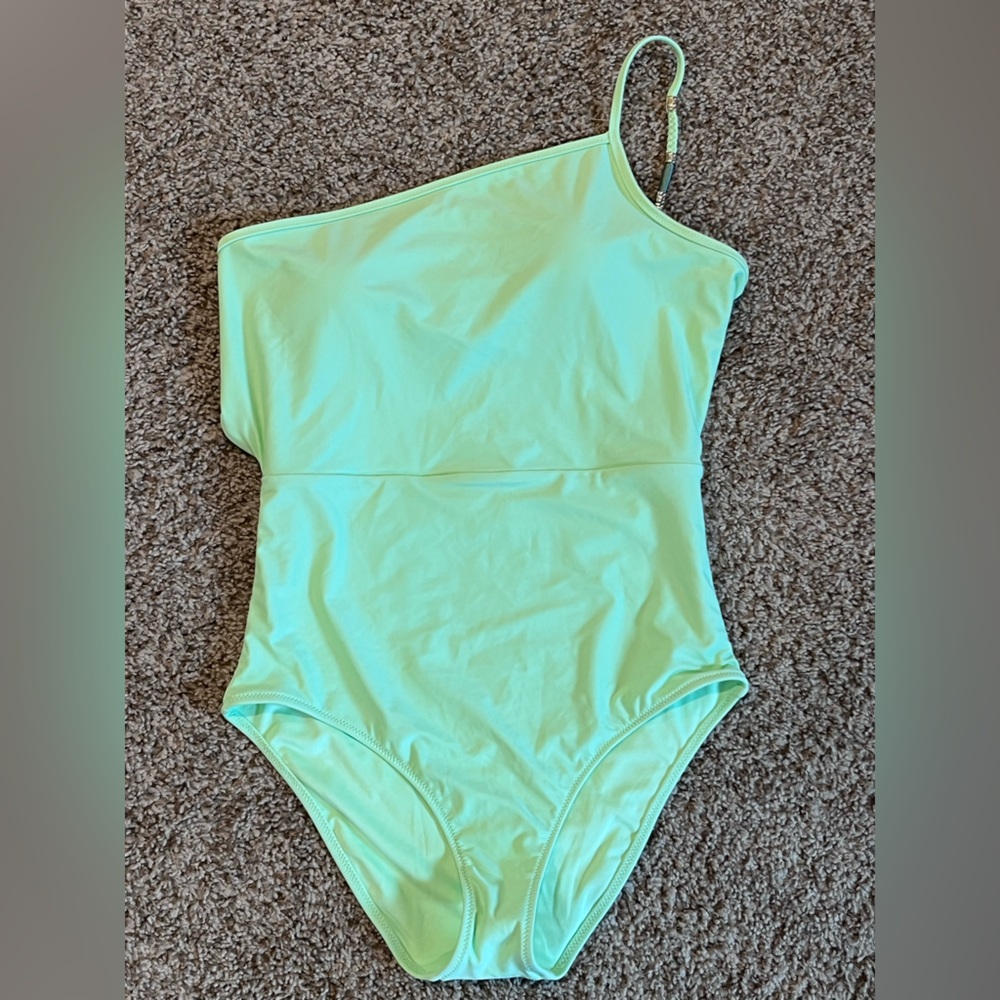 Aerie Mint Green One Shoulder Swim One Piece Long
